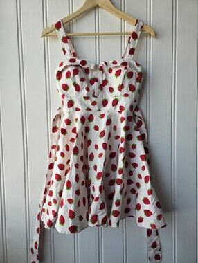 Ixia Strawberry Flared Sun Summer Pin Up Mini Dress Small